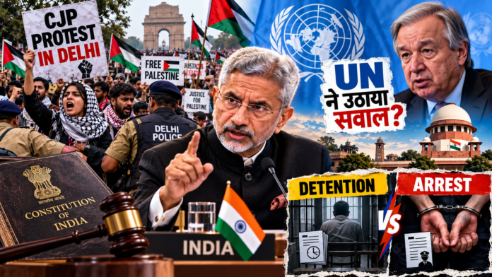 Detention vs Arrest difference in Hindi, UN on India protest, CEC Gyanesh Kumar resignation, Flash Protest meaning, UPSC Polity Current Affairs.